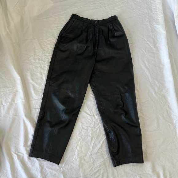 Vintage High Waisted Leather Pants - Picture 6 of 7